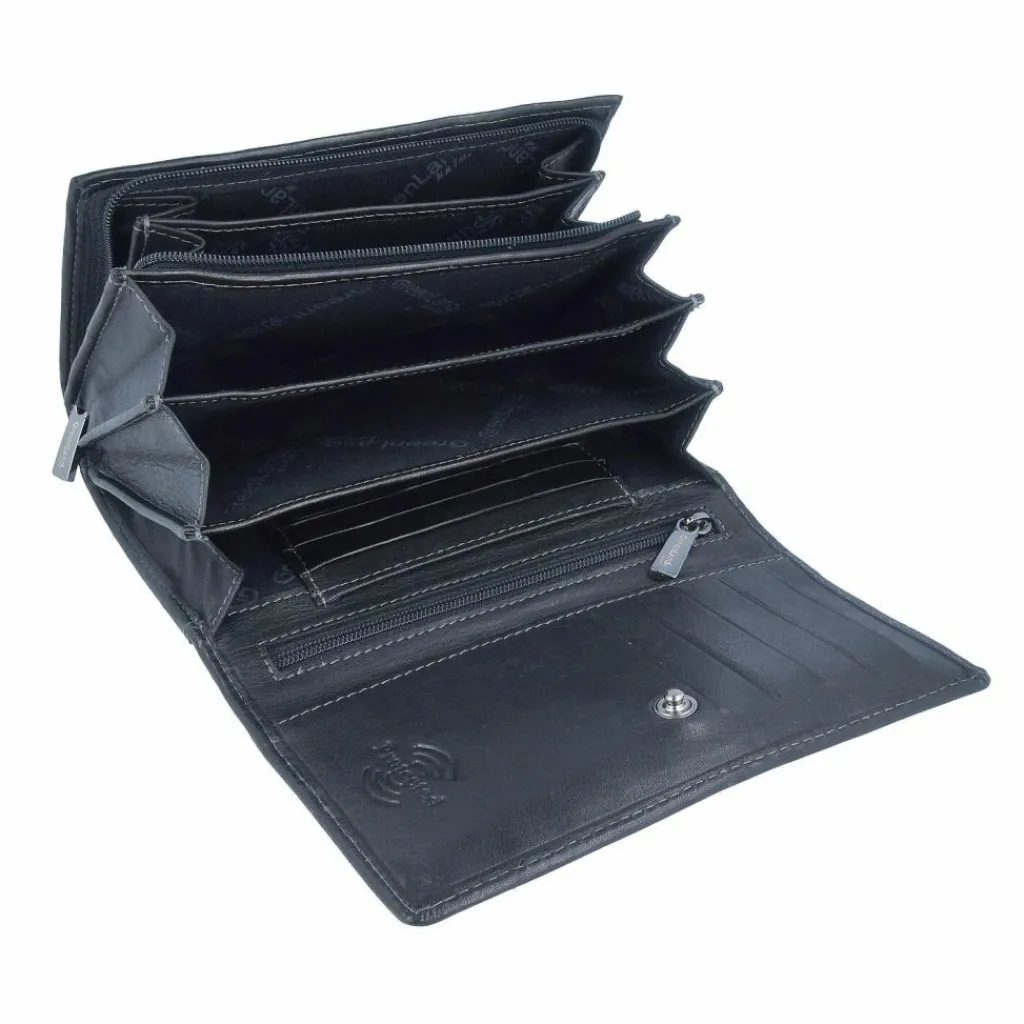 Greenland Nature Damengeldbörsen Querformat<Nappa Geldbörse RFID Leder 16 cm black