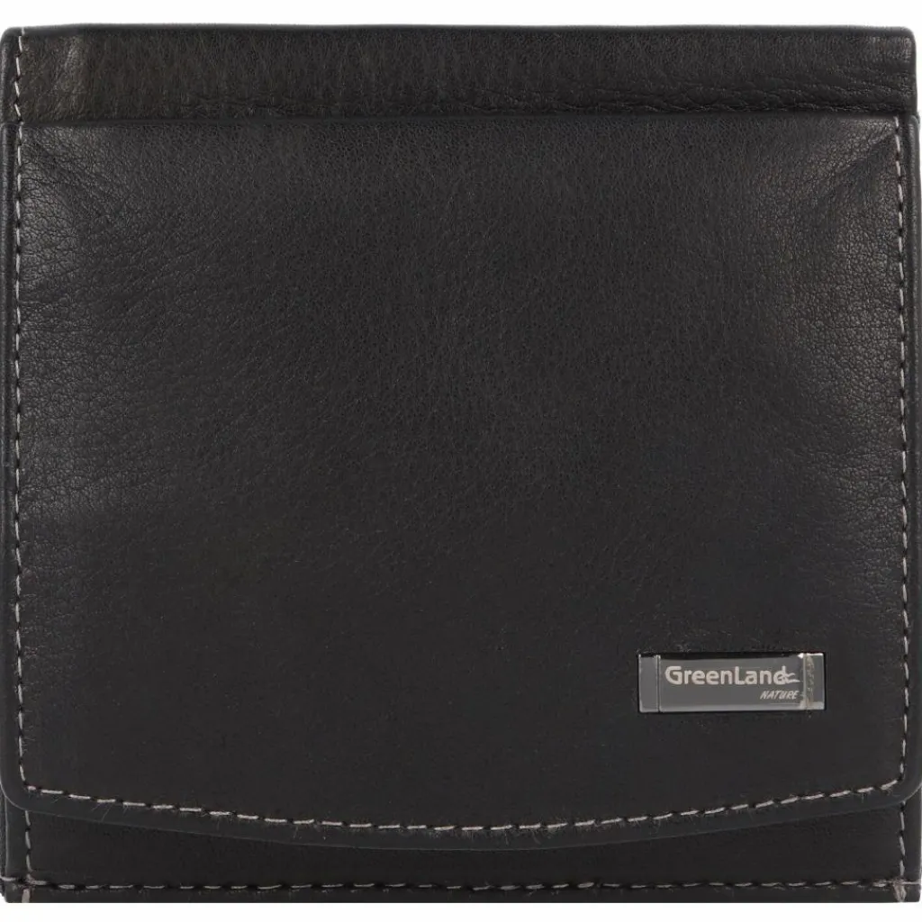 Greenland Nature Herrengeldbörsen Querformat<Black Nappa Geldbörse RFID Leder 9,5 cm schwarz