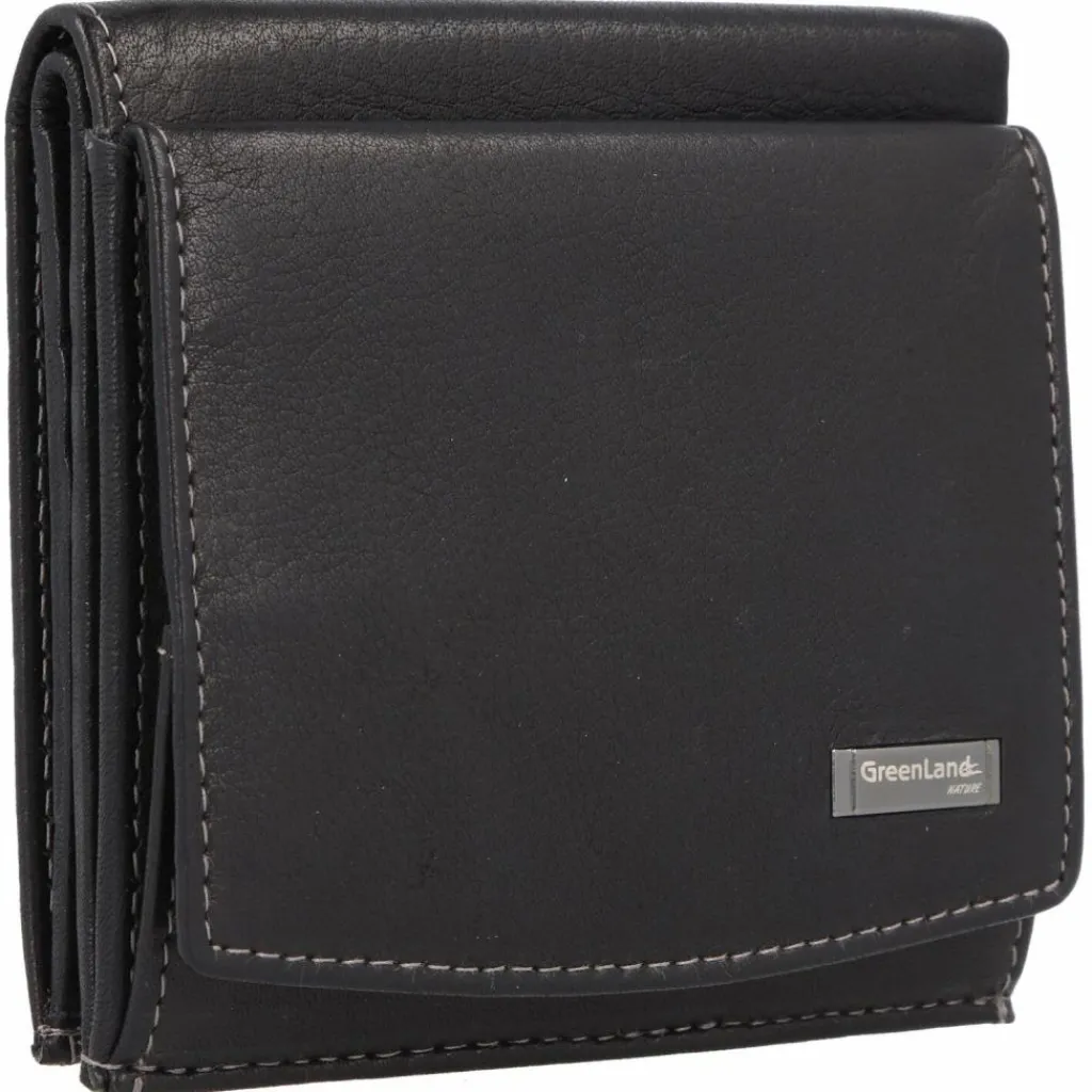 Greenland Nature Herrengeldbörsen Querformat<Black Nappa Geldbörse RFID Leder 9,5 cm schwarz