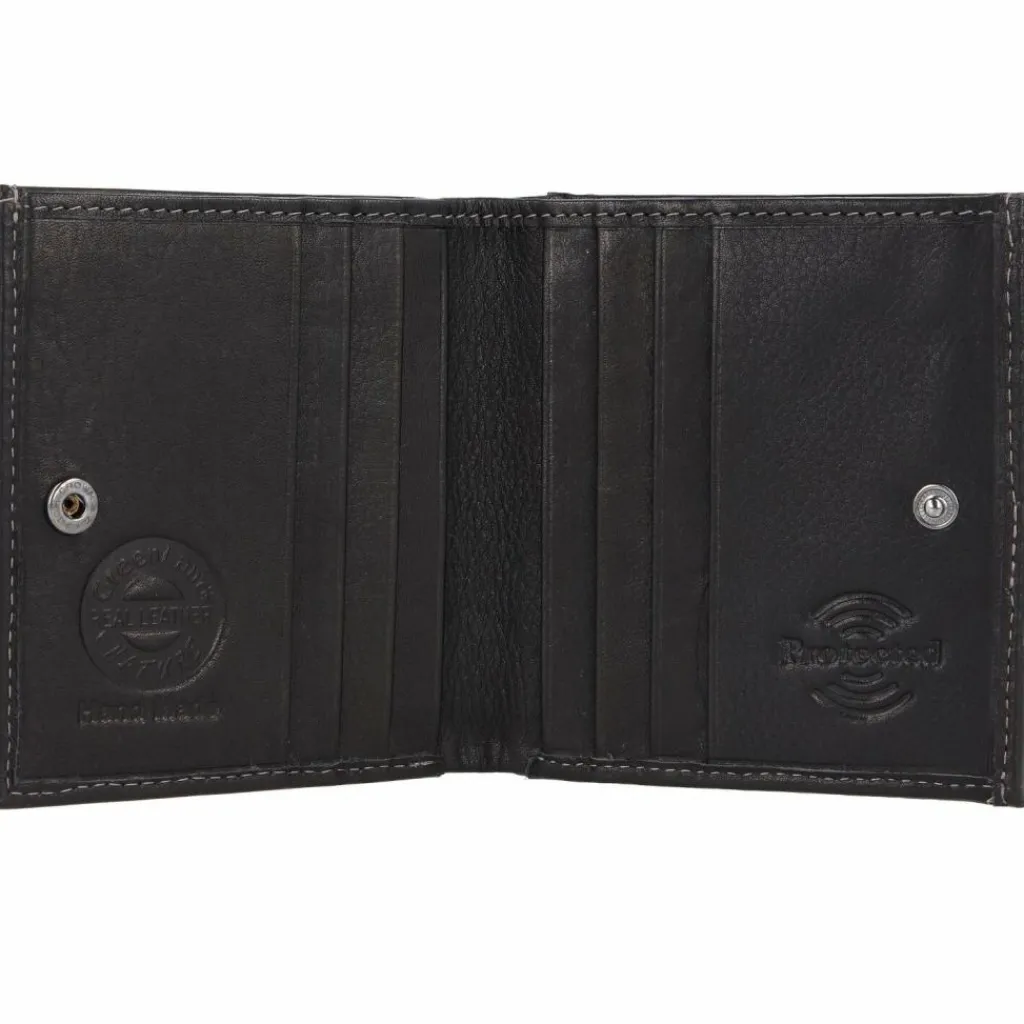 Greenland Nature Herrengeldbörsen Querformat<Black Nappa Geldbörse RFID Leder 9,5 cm schwarz