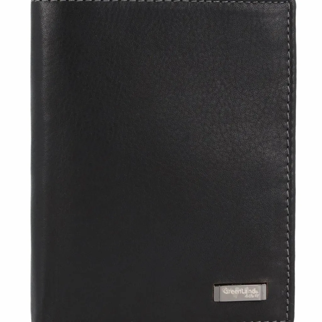 Greenland Nature Herrengeldbörsen Hochformat<Black Nappa Geldbörse RFID Leder 9,5 cm schwarz