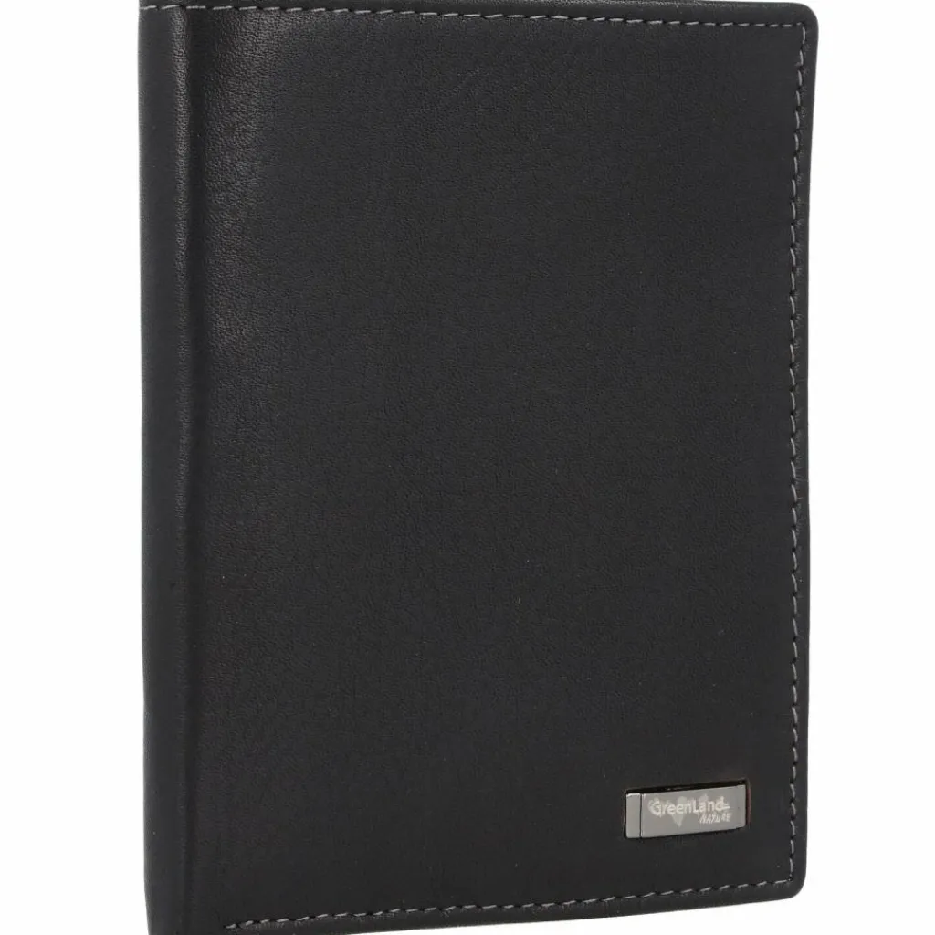 Greenland Nature Herrengeldbörsen Hochformat<Black Nappa Geldbörse RFID Leder 9,5 cm schwarz