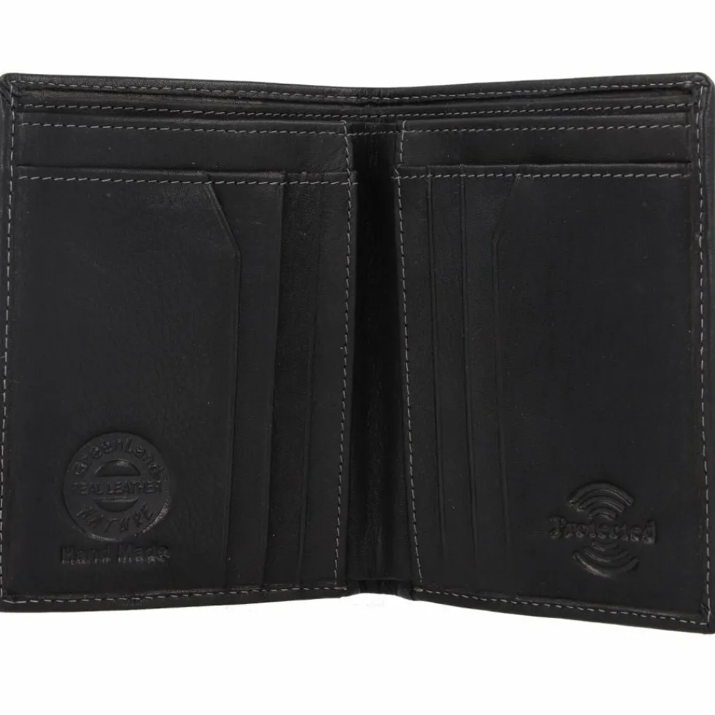Greenland Nature Herrengeldbörsen Hochformat<Black Nappa Geldbörse RFID Leder 9,5 cm schwarz