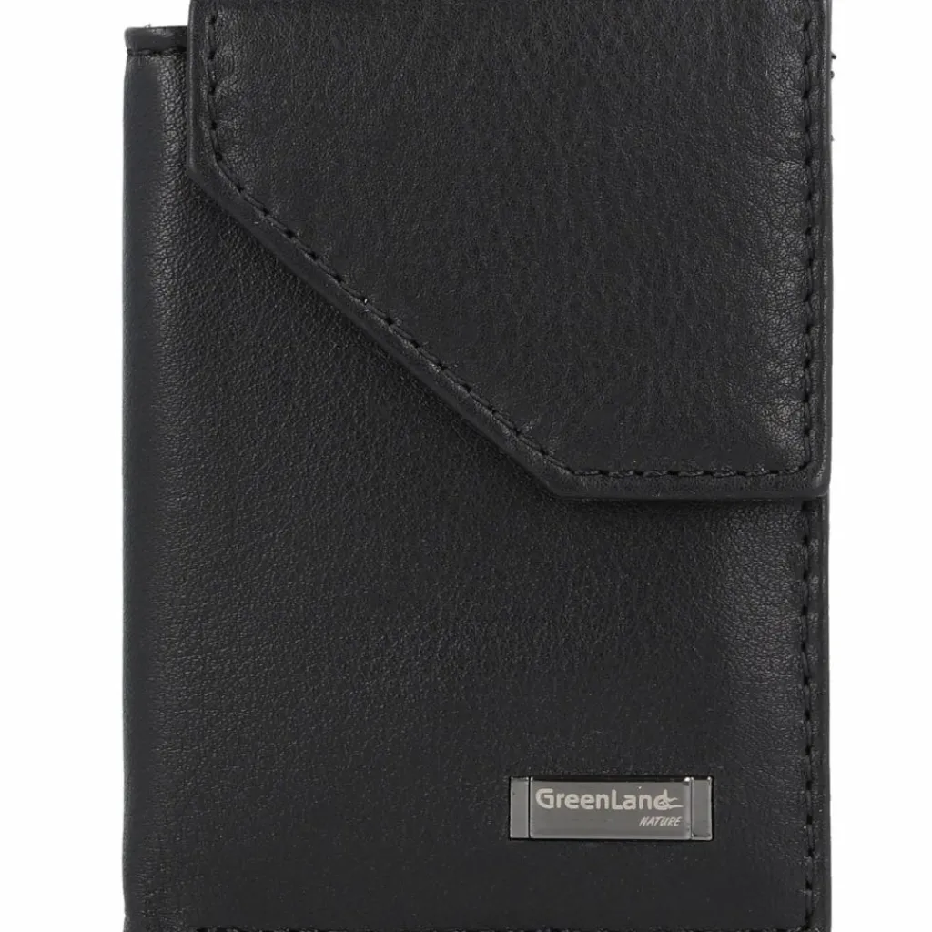 Greenland Nature Herrengeldbörsen Hochformat<Black Nappa Geldbörse RFID Leder 7 cm schwarz
