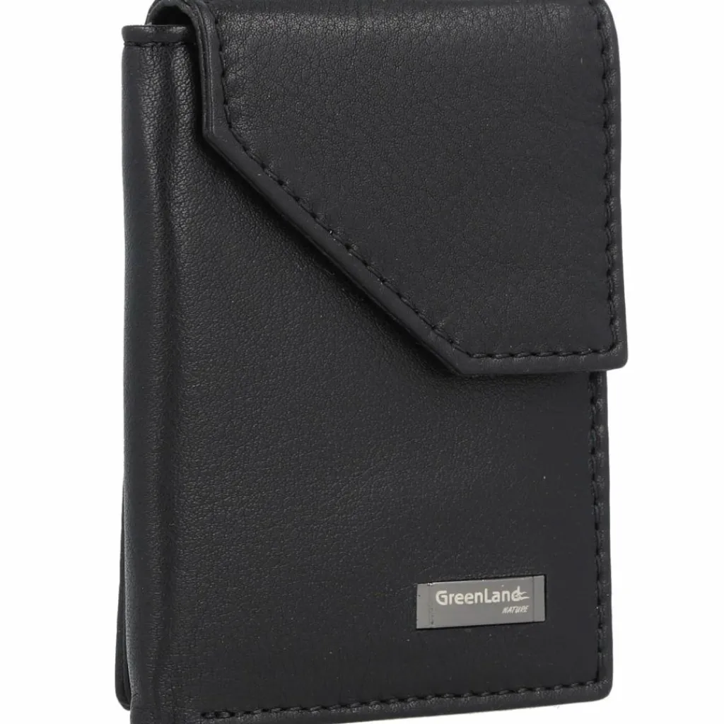 Greenland Nature Herrengeldbörsen Hochformat<Black Nappa Geldbörse RFID Leder 7 cm schwarz