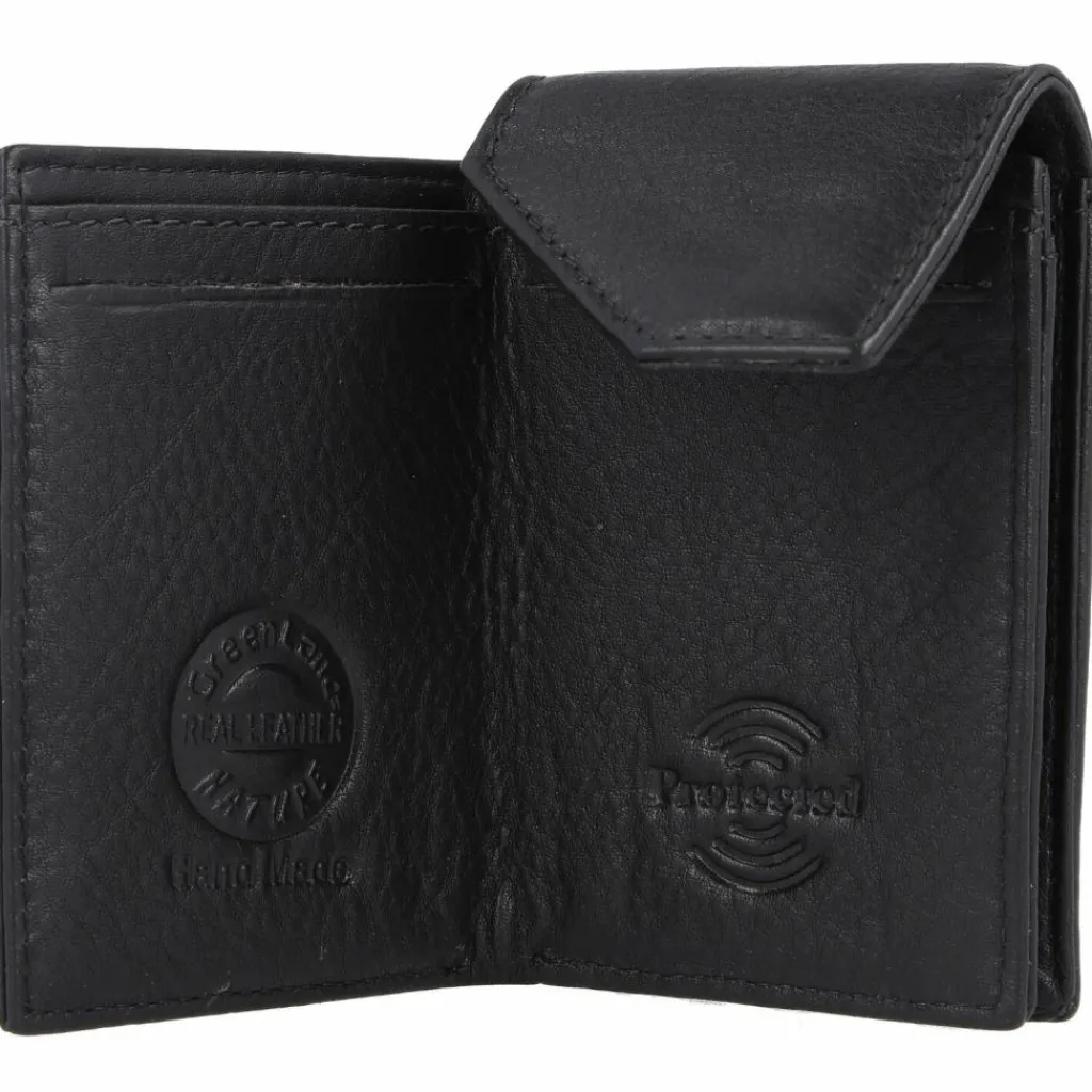 Greenland Nature Herrengeldbörsen Hochformat<Black Nappa Geldbörse RFID Leder 7 cm schwarz