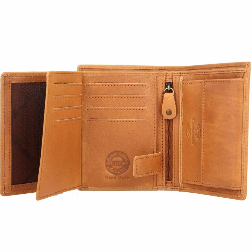 Greenland Nature Damengeldbörsen Hochformat<Geldbörse RFID Schutz Leder 9 cm braun