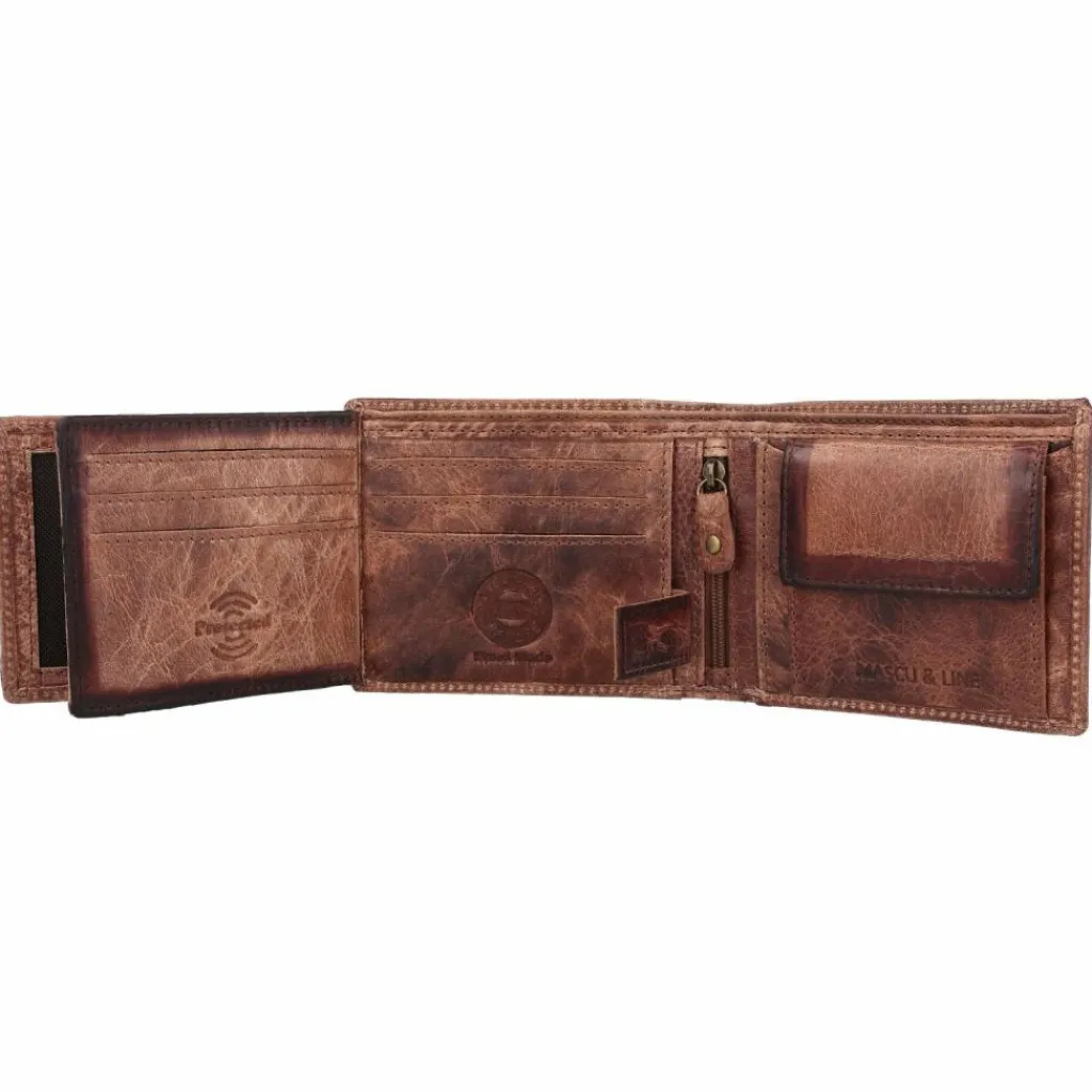 Greenland Nature Herrengeldbörsen Querformat<Mascu & Line Geldbörse RFID Leder 12 cm braun