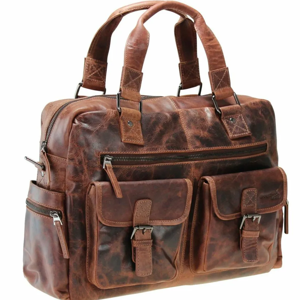 Outlet Greenland Nature Montana Handtasche Leder 40 cm Laptopfach braun