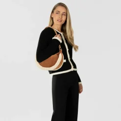 Guess Schultertaschen|Henkeltaschen<Amita Schultertasche Leder 24 cm cognac