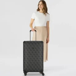 Sale Guess Berta 4 Rollen Trolley 77 cm mit Dehnfalte coal logo