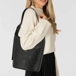 Discount Guess Cresidia Schultertasche 30 cm black logo