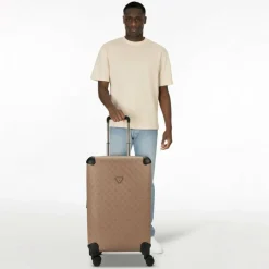 Guess Hartgepäck|4-Rollen Koffer<Wilder 4 Rollen Trolley 64 cm mit Dehnfalte dark oak