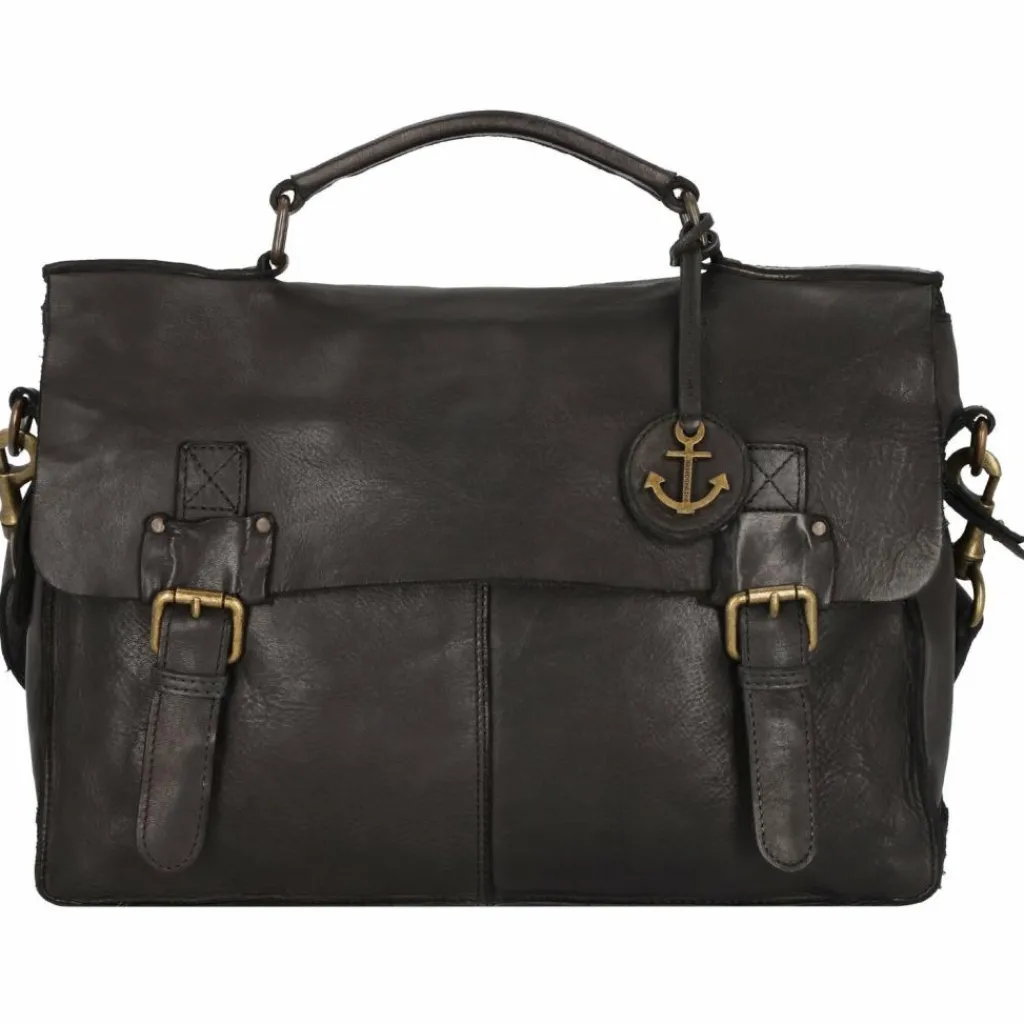 Sale Harbour 2nd Cool Casual Bodil Aktentasche Leder 35 cm Laptopfach dark ash