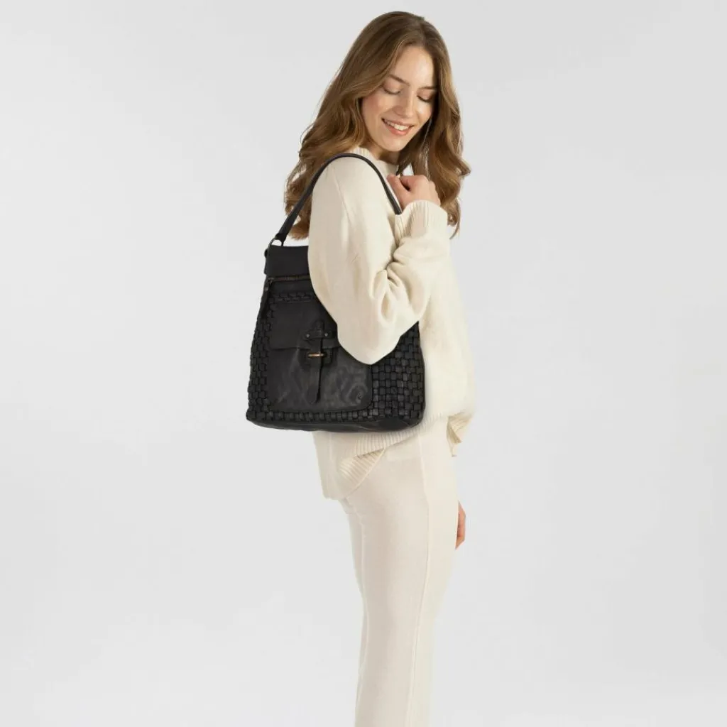 Best Harbour 2nd Urban Poets Iris-Up Schultertasche Leder 33 cm dark ash