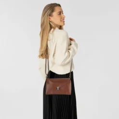 Hot Harold's Fold Umhängetasche Leder 20 cm cognac