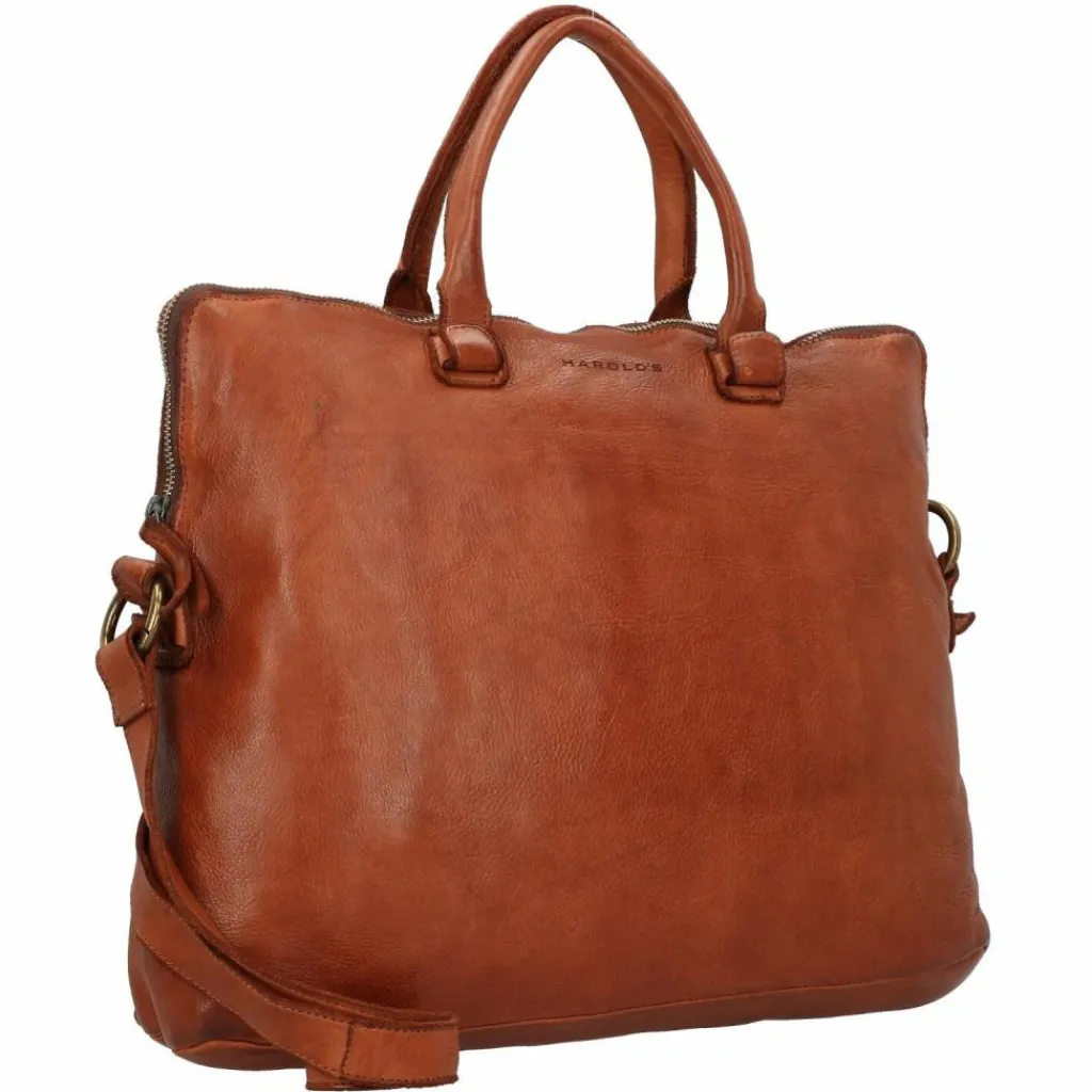 New Harold's Submarine Handtasche Leder 38 cm Laptopfach cognac