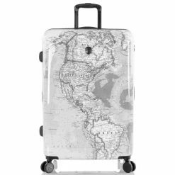 Heys Hartgepäck|4-Rollen Koffer<Fashion 4 Rollen Trolley L 76 cm mit Dehnfalte black-white world map