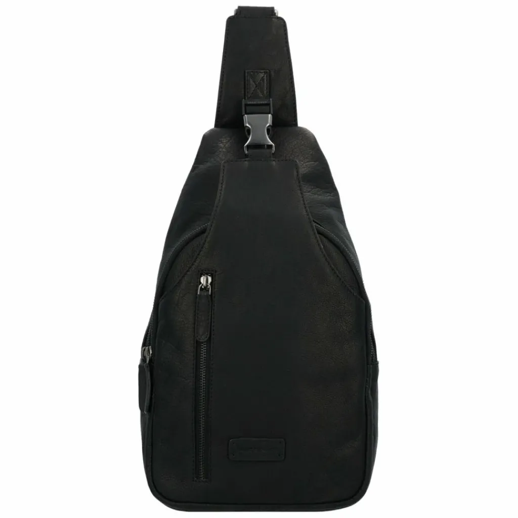 Jack Kinsky Umhängetaschen<Porto 12 Umhängetasche Leder 38 cm schwarz