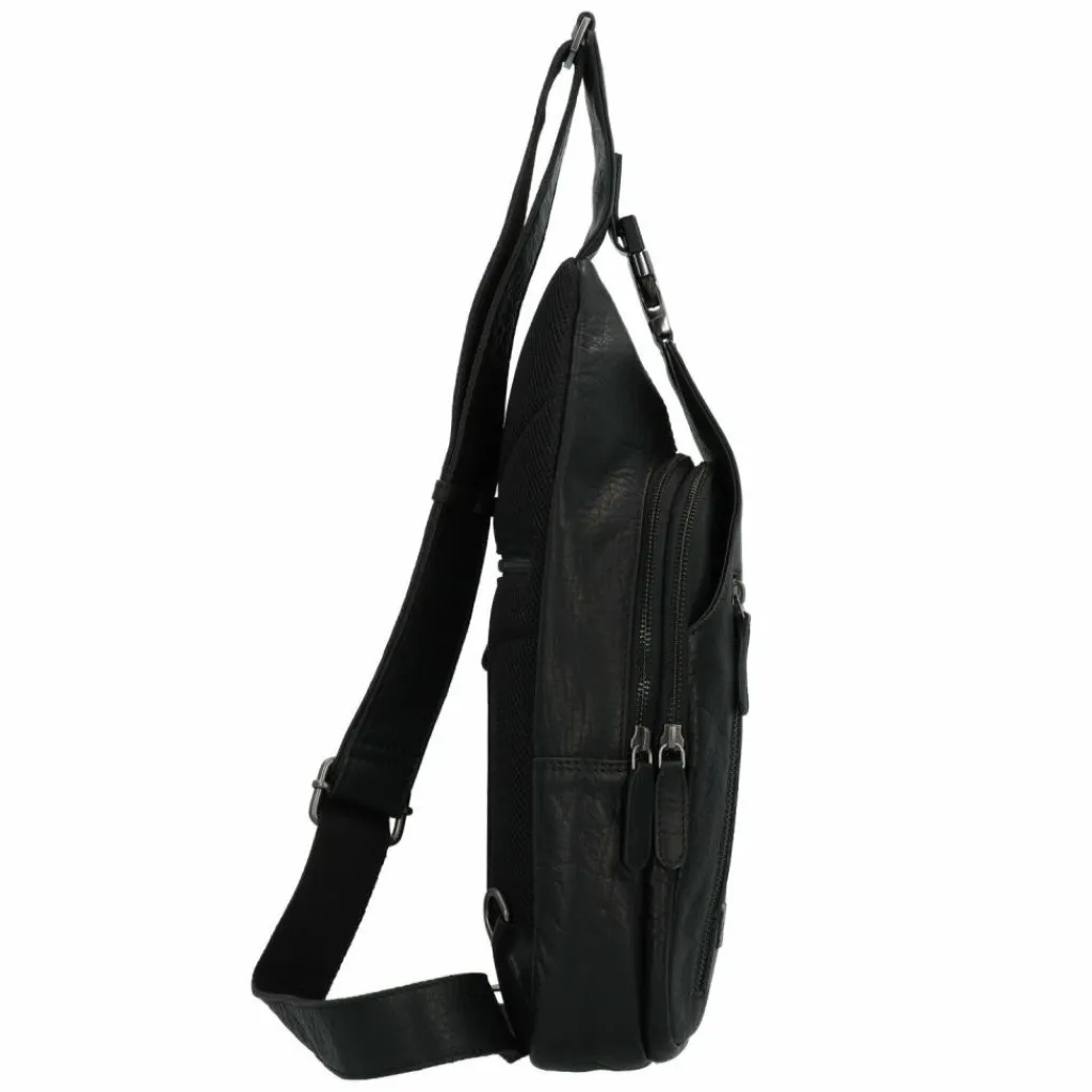 Jack Kinsky Umhängetaschen<Porto 12 Umhängetasche Leder 38 cm schwarz