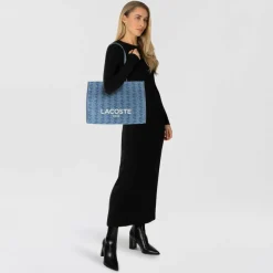 New Lacoste Heritage Jacquard Shopper Tasche 40 cm mono jacquard denim