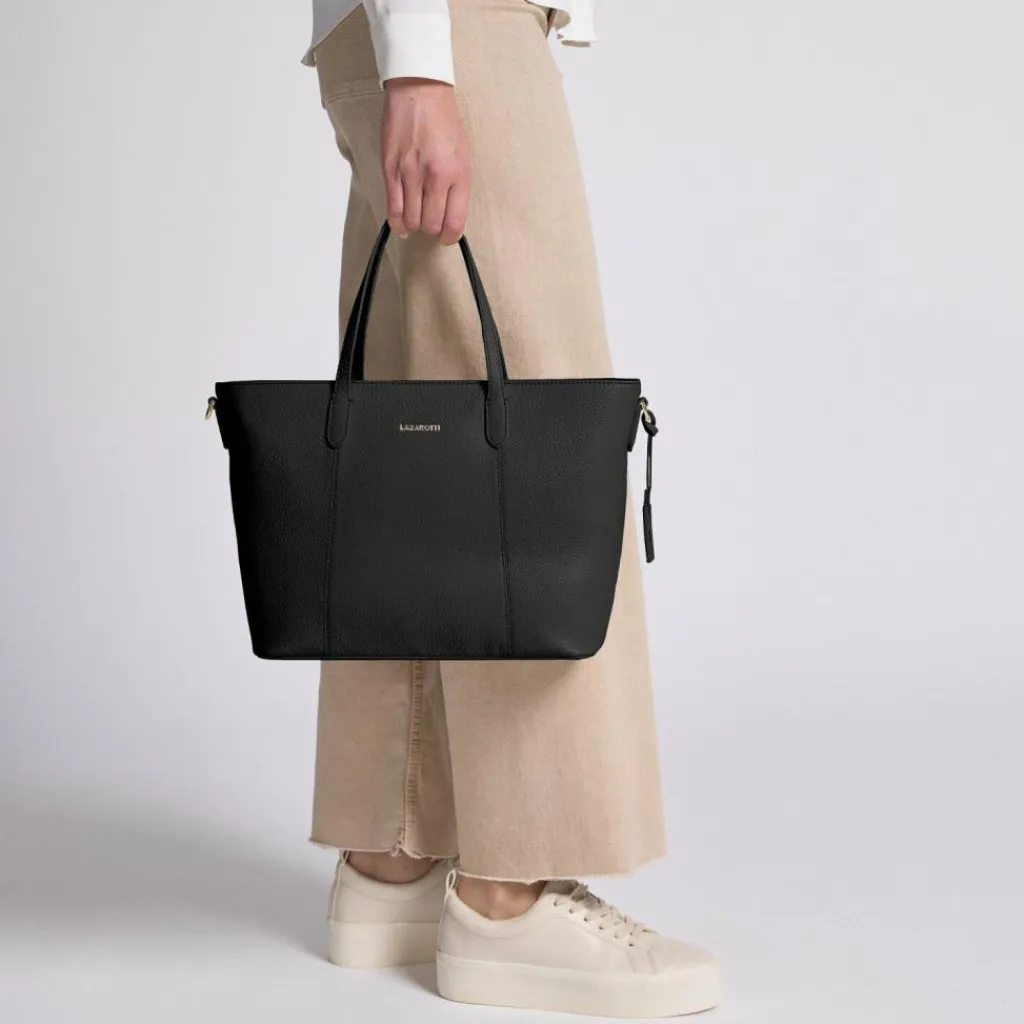 Hot Lazarotti Bologna Leather Shopper Tasche Leder 31 cm black