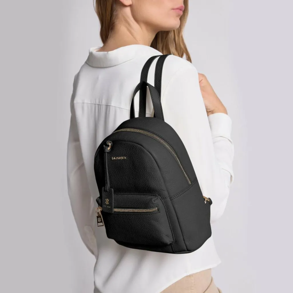 Clearance Lazarotti Bologna Leather City Rucksack Leder 27 cm black