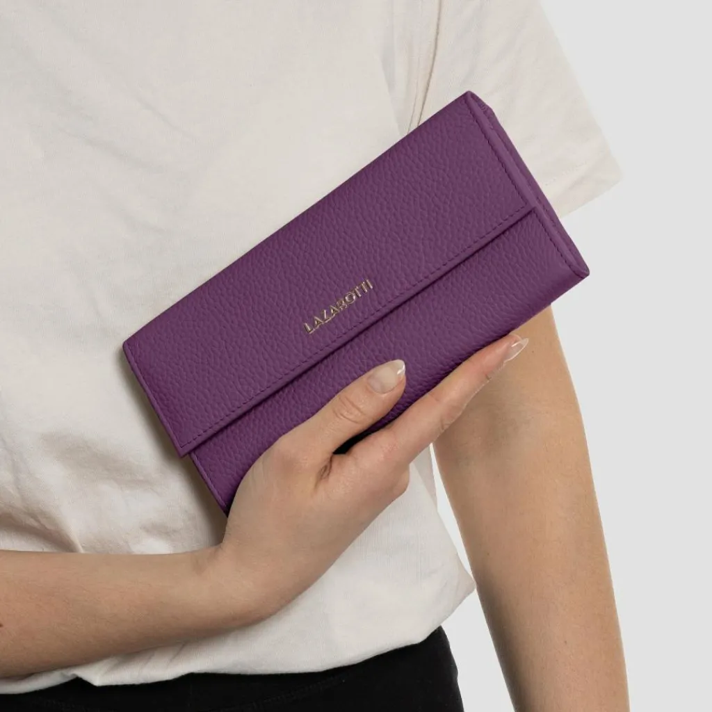 Sale Lazarotti Bologna Leather Geldbörse Leder 19 cm purple