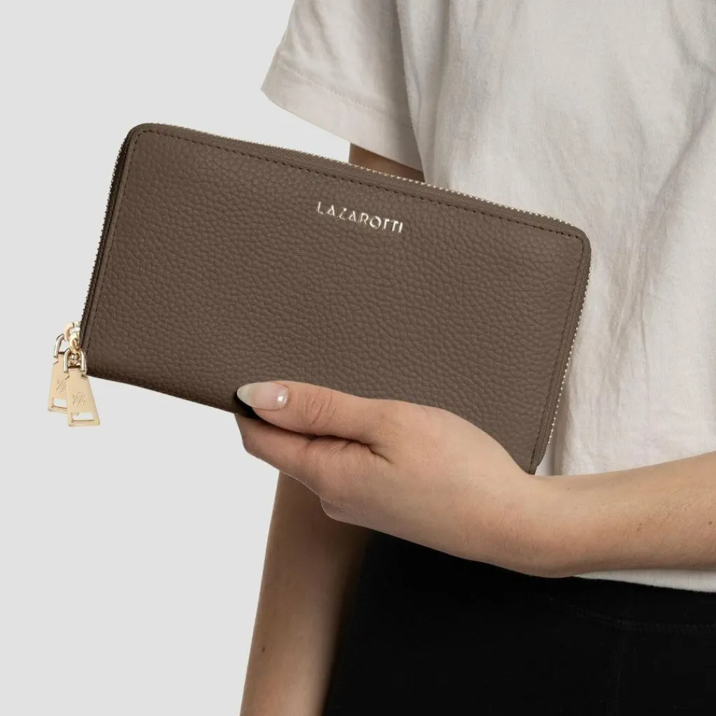 Lazarotti Damengeldbörsen Querformat<Bologna Leather Geldbörse RFID Schutz Leder 20 cm taupe