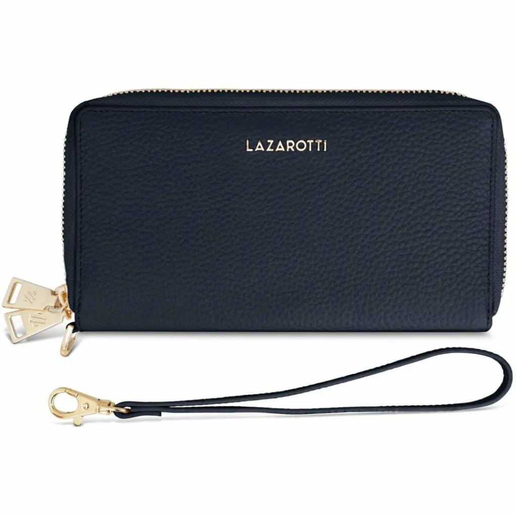 Lazarotti Damengeldbörsen Querformat<Bologna Leather Geldbörse RFID Schutz Leder 20 cm navy