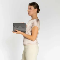 Clearance Lazarotti Bologna Leather Clutch Tasche Leder 23 cm grey