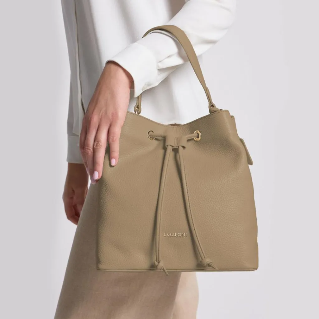 Online Lazarotti Bologna Leather Beuteltasche Leder 25 cm sand