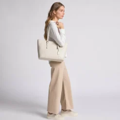 Lazarotti Shopper|Schultertaschen<Bologna Leather Shopper Tasche Leder 35 cm cream