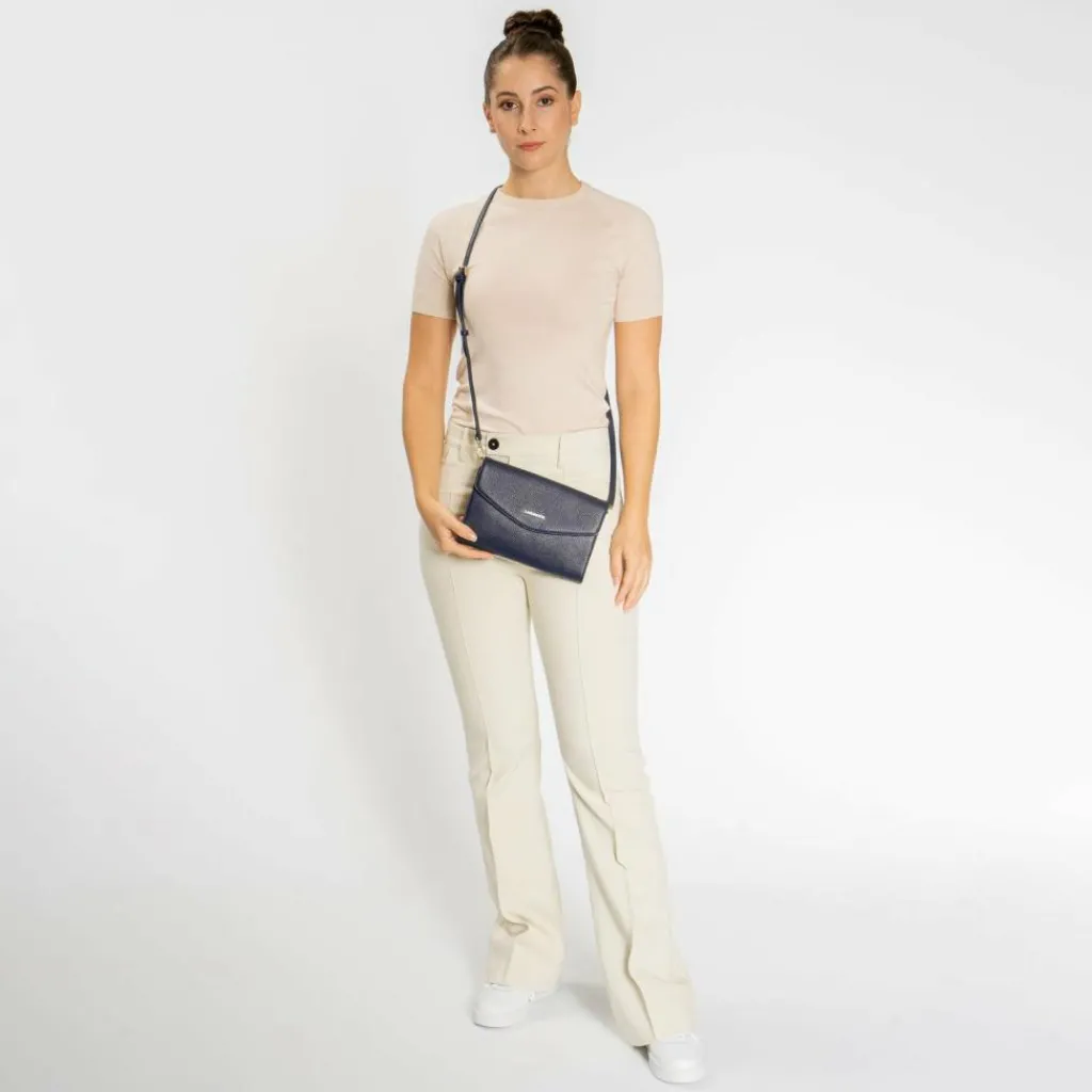 Online Lazarotti Bologna Leather Clutch Tasche Leder 23 cm navy