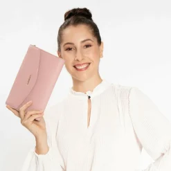 Best Lazarotti Bologna Leather Clutch Tasche Leder 23 cm rose