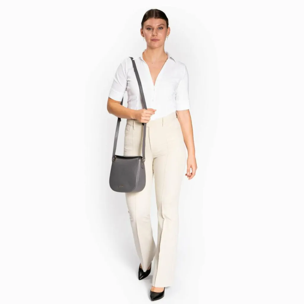 Online Lazarotti Bologna Leather Umhängetasche Leder 25 cm grey