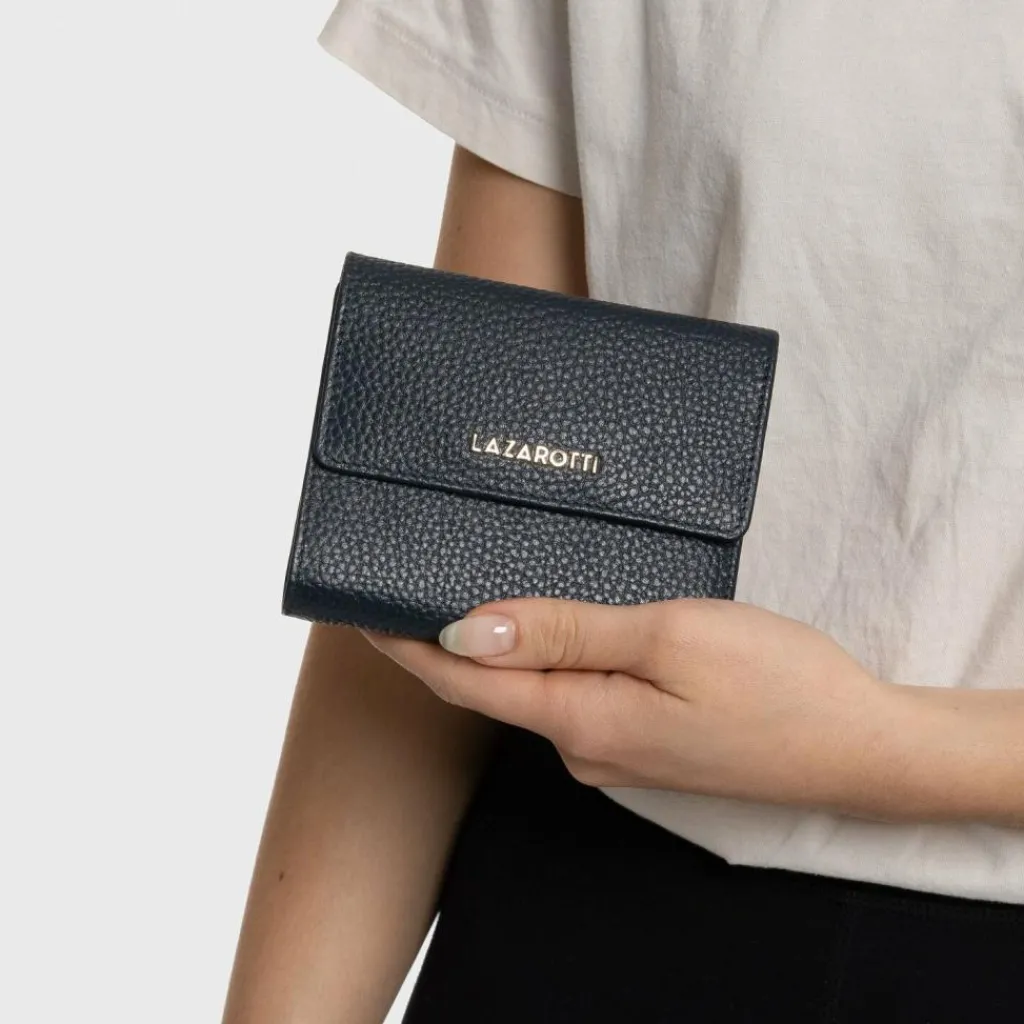 Lazarotti Damengeldbörsen Querformat<Bologna Leather Geldbörse Leder 12 cm navy