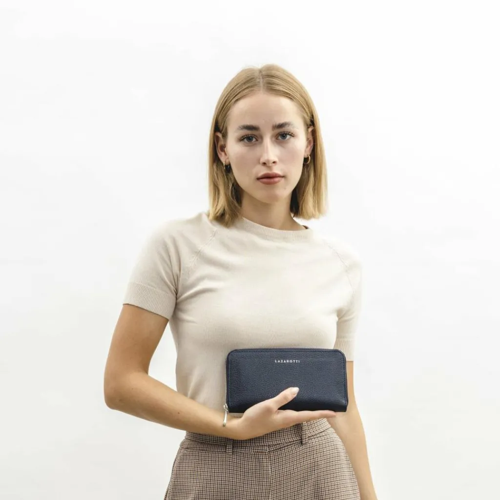 Lazarotti Damengeldbörsen Querformat<Milano Leather Geldbörse Leder 20 cm blue