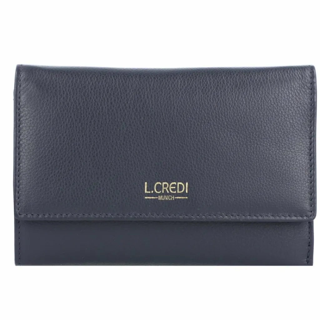 Outlet L.Credi Evelyn Geldbörse RFID Leder 14,5 cm marine