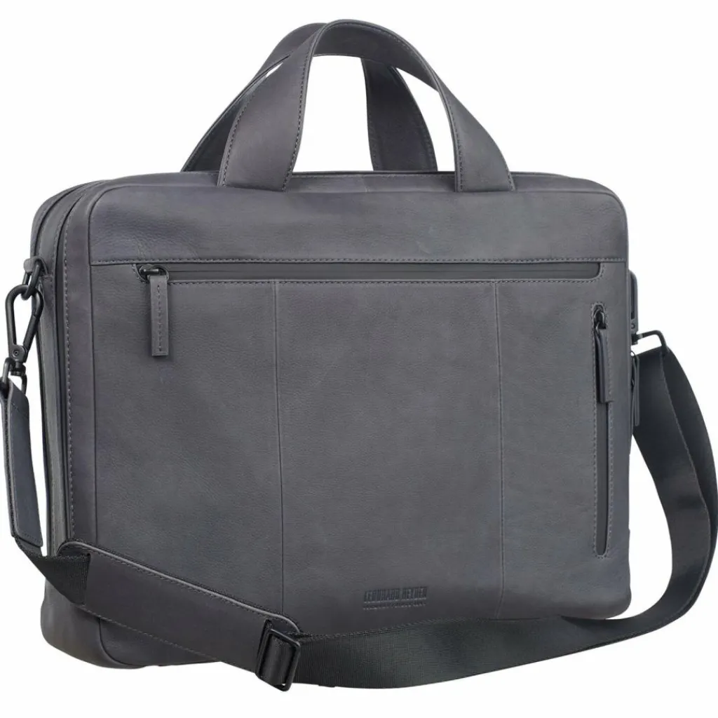 Hot Leonhard Heyden Den Haag Aktentasche Leder 40 cm Laptopfach grau