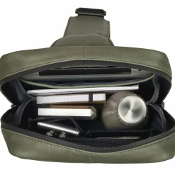 New Leonhard Heyden Den Haag Umhängetasche Leder 20 cm oliv