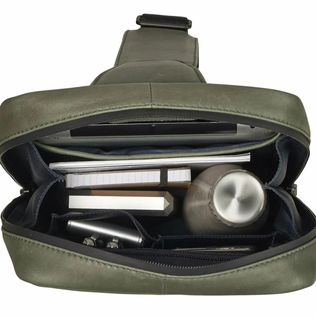 New Leonhard Heyden Den Haag Umhängetasche Leder 20 cm oliv