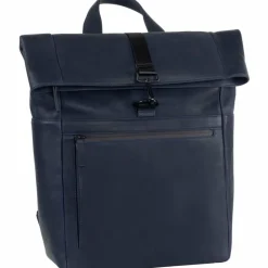 New Leonhard Heyden Den Haag Rucksack Leder 40 cm Laptopfach blau