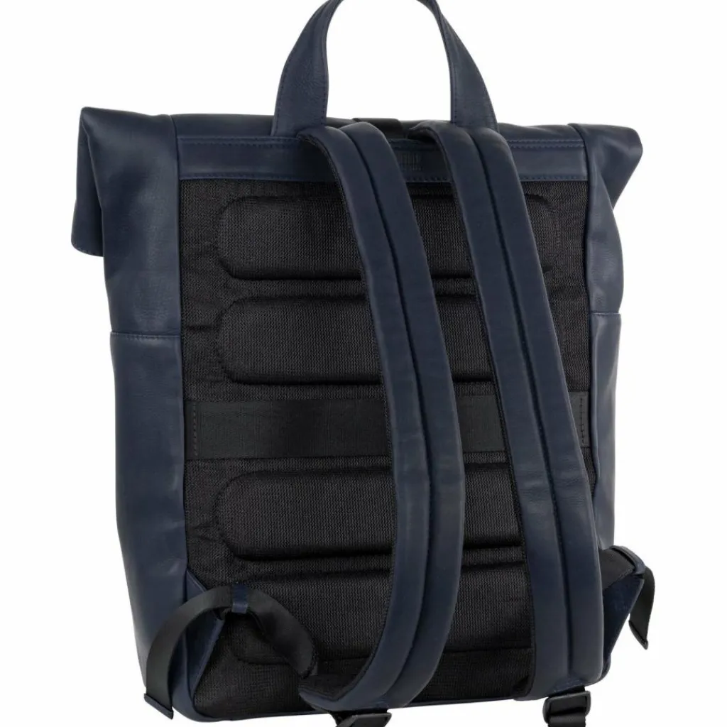 New Leonhard Heyden Den Haag Rucksack Leder 40 cm Laptopfach blau