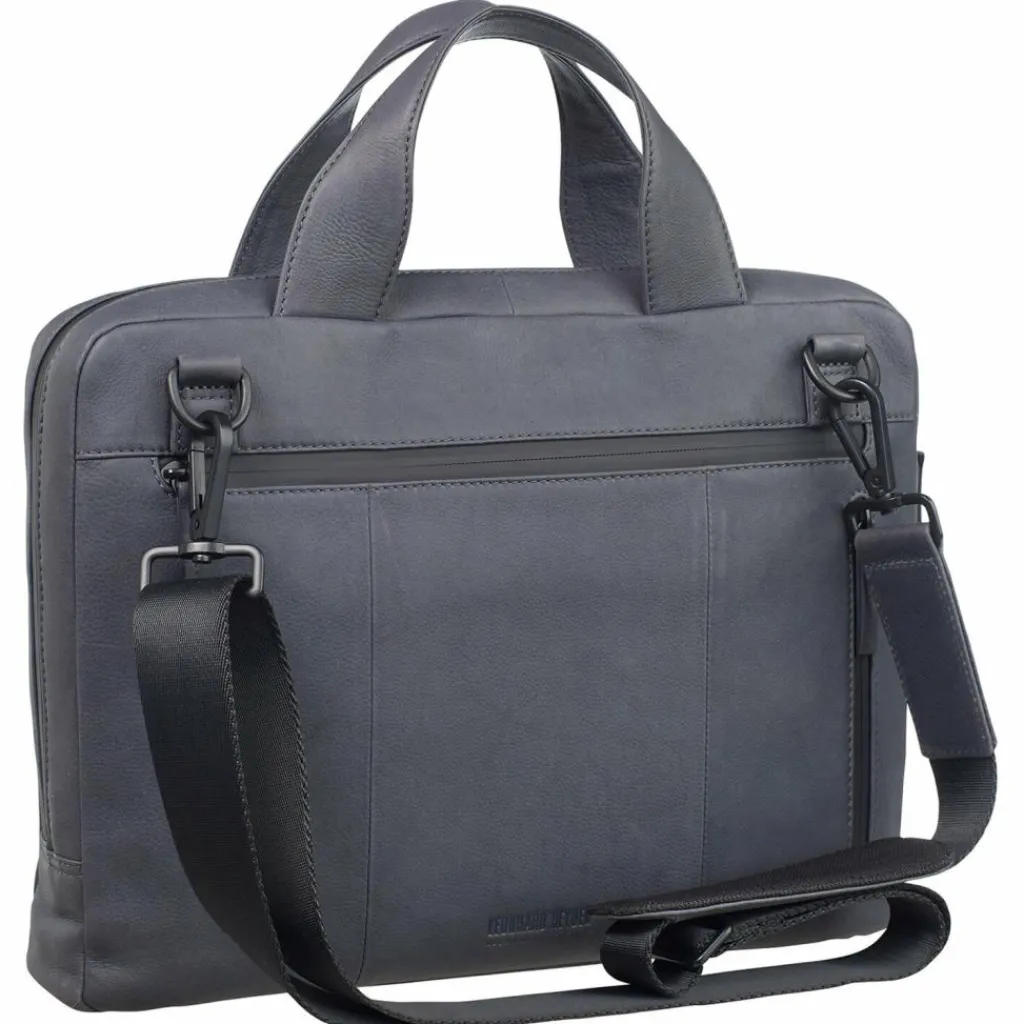 New Leonhard Heyden Den Haag Aktentasche Leder 38 cm Laptopfach grau