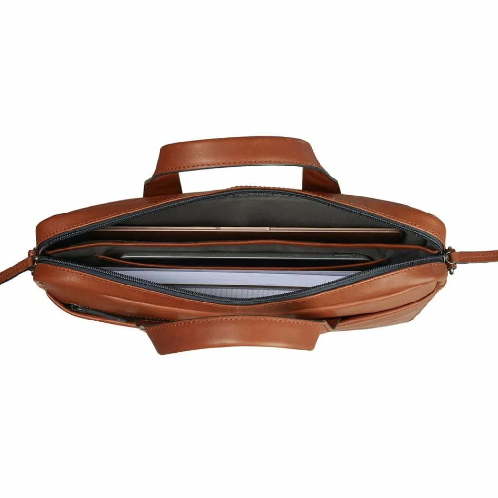 New Leonhard Heyden Hamburg Aktentasche 38 cm Laptopfach cognac