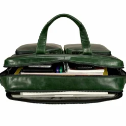 Sale Leonhard Heyden Porto Aktentasche Leder 39 cm flaschengrün