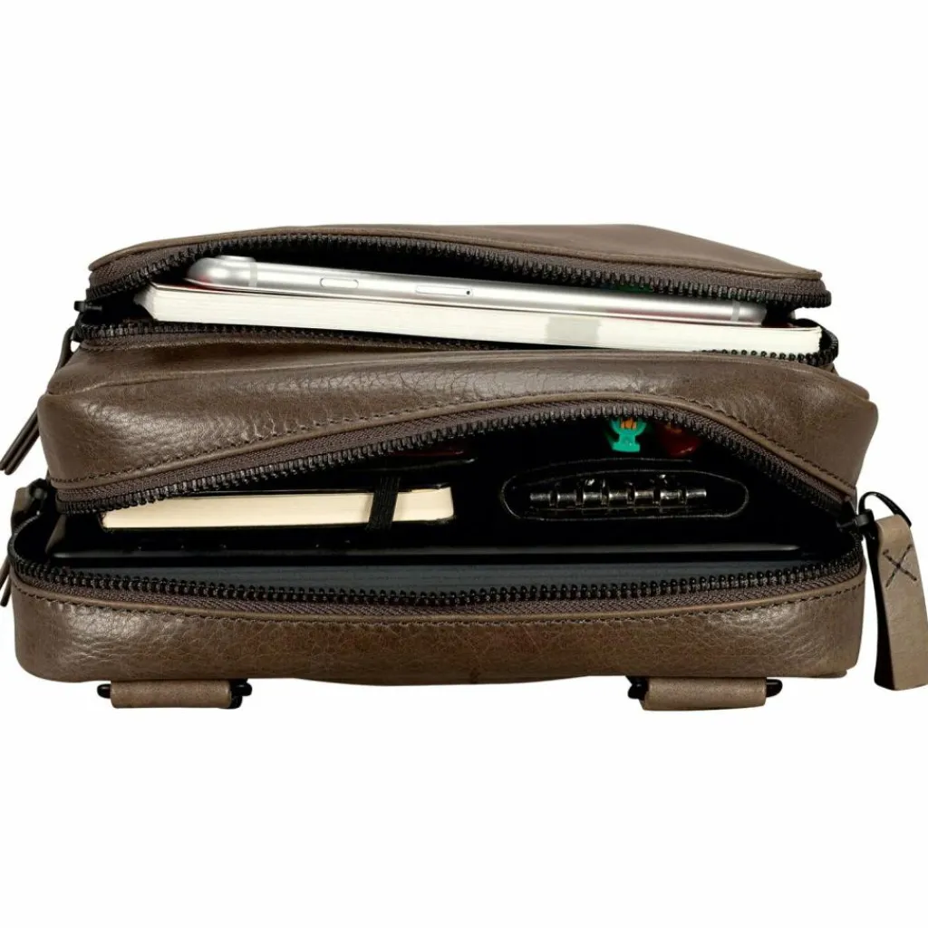 Leonhard Heyden Umhängetaschen<Porto Umhängetasche Leder 22 cm graubraun