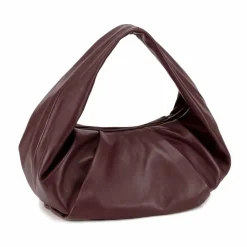 LES VISIONNAIRES Schultertaschen|Henkeltaschen<Greta Essential Schultertasche Leder 43 cm aubergine