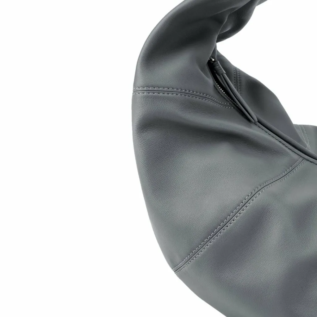 Outlet LES VISIONNAIRES Greta Schultertasche Leder 42 cm titanium grey